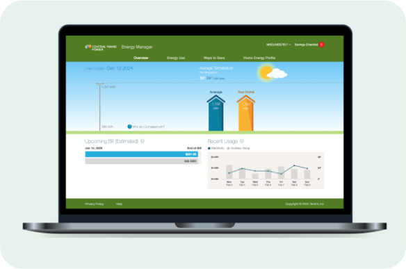 laptop with Energy Manager interface on the screen